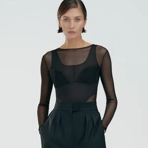 Bevza LONG SLEEVE BODYSUIT black mesh Large